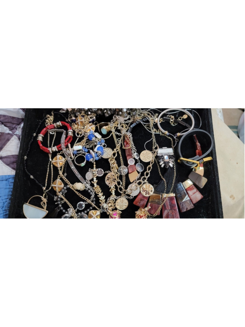 Vintage Statement Jewelry Lot Necklaces Bracelets Rings Mixed Designer Style Boh
